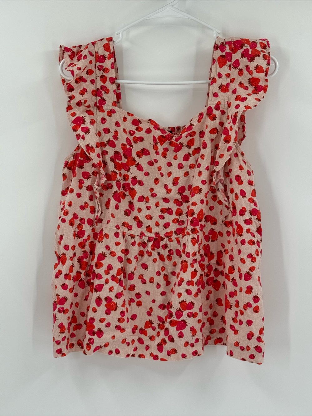 Ann Taylor Strawberry Linen Summer Top Blouse M
